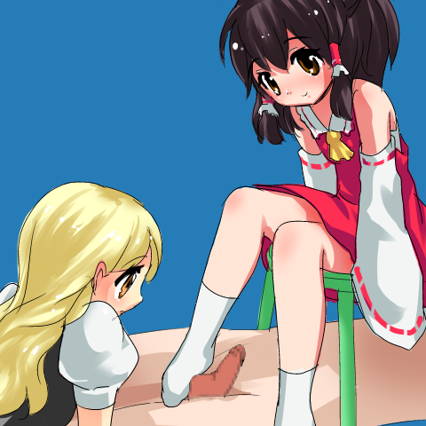 霊夢&魔理沙のWチンポ責め